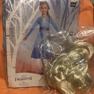 New Frozen II Elsa Dress Up Costume sz 7-8 w/ wig